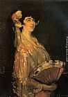 Famous Elegant Paintings - An Elegant Lady Fanning Herself